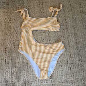 Xhilaration Yellow Striped One Piece Swimsuit